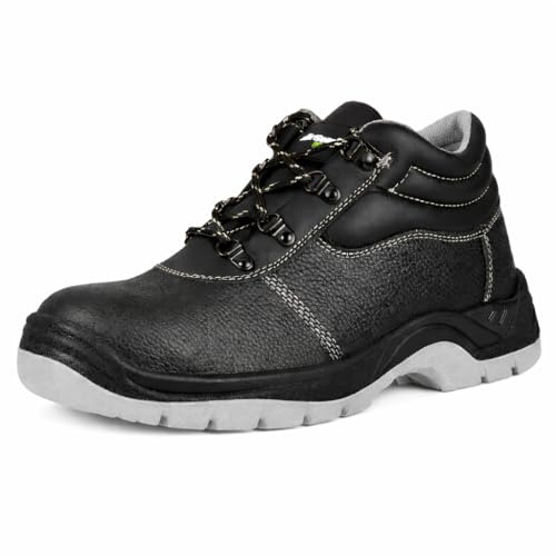AirGearPro Defender S3 SRC Steel Toe Safety Shoes for Men and Women, CE | Water-Resistant, Genuine Leather, Steel Toe Cap, Anti-Puncture Sole, Non-Slip, Breathable, CE 0197 Certified Work Boots