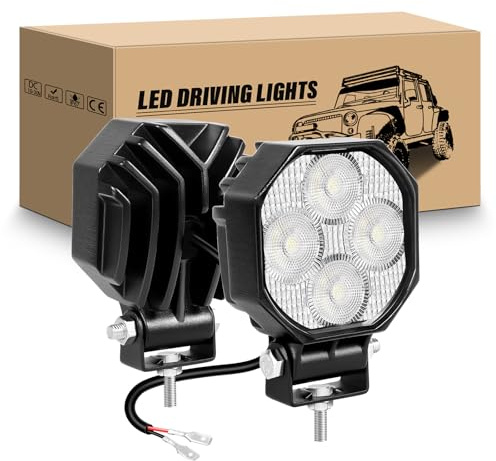 RIGIDON 2 st. Mini LED-strålkastare Bil, 2.8 tum 16 W 1600 LM Flood Offroad-belysning 12 V 24 V Vattentät Backljus för SUV ATV Traktor Lastbil 4x4 Motorcykel, 6000 K, Vitt LED-arbetsljus
