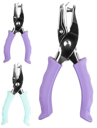 JUKOTA 2pcs Papier Stanzer Rund 6mm, Handgeführte Einzellochstanze Blau, Kreis Metall Papier Locher mit Soft-Handle für Tags, DIY Handwerk, Home Office Schulbedarf