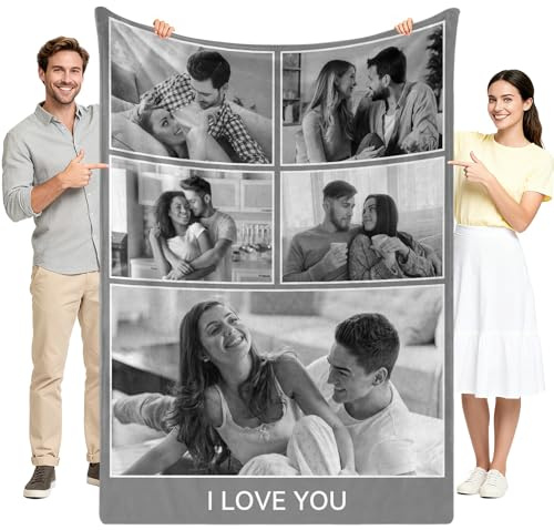 Greysky Personalisierte Decke mit Foto, Personalisierte Decken, Personalisierte Foto Decke, Personalisierte Geschenke für Frauen Männer, Geburtstagsgeschenk für Frauen