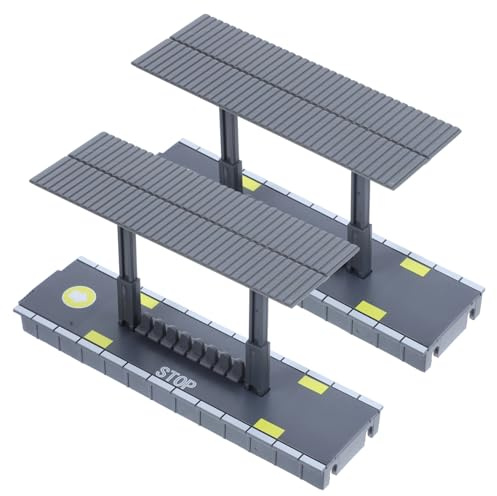 ORFOFE 2pcs DIY Train Station Platform Model Accessories for Plastic Simulation Railway Building Kit Easy to Assemble Decorative for Backyard Garden Playroom