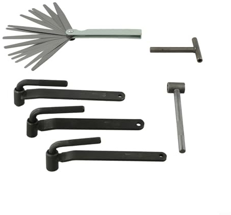 Set di 6 attrezzi per la regolazione della valvola del motociclo con chiavi da 8/9/10 mm, chiave esagonale tipo T (3/3,5/4 mm) e spessimetro 0,02-1 mm per valvola motore