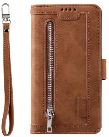 YUNNIAN Portafoglio Classico per Telefono in Rilievo con 9 Portacarte Guscio Interno Antiurto da Polso Staccabile Smartphone S25 Custodia Telefono con Cinturino da Polso Staccabile