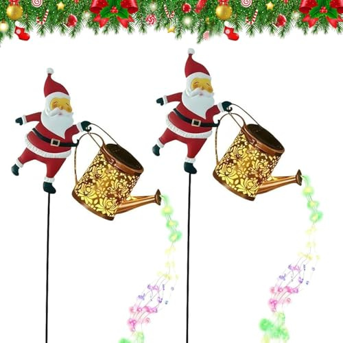 Linterna solar de Santa-regadera, Papá Noel con regadera, IP65 regadera de Navidad, luces solares de Papá Noel de Navidad, cadena de luces LED solares de Papá Noel regadera (A*2)