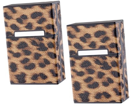 NULYLU Lot de 2 Protège-Boîtes à Cigarettes pour Homme 20 Cigarettes Motif Léopard Étui Souple à Rabat Léger et Compact Housse de Protection en PU Solide pour Usage Quotidien