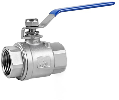 EXLECO Kugelhahn 316L Edelstahl, 1 Zoll DN25, Vollanschluss, Zweiteilige | 2 Wege, -30~200 ℃, Kugelventil mit Drehhebel, Ball Valve mit Innengewinde für Trinkwasser Öl Korrosive Flüssigkeit Meerwasser