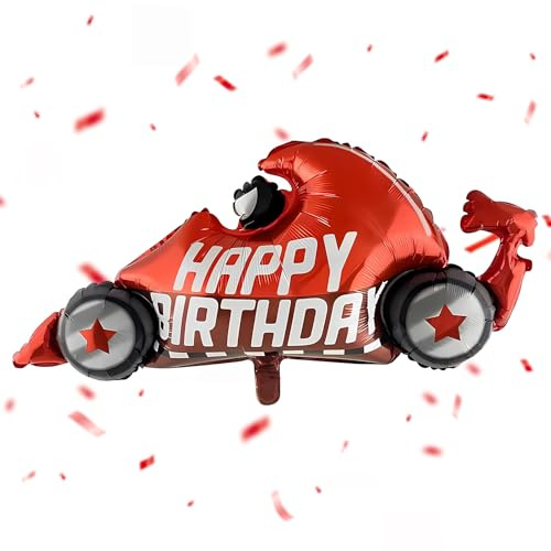 Folienballon XXL Rennauto, Ballon Happy Birthday Rennwagen, Helium Luftballon Auto Motiv, Partydeko Geburtstag, Geschenk zum Kindergeburtstag Junge Mädchen, Rennwagen Ballons, 109cm