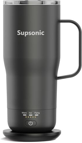 Supsonic - Taza de autocalentamiento de 20 onzas, juego de calentador eléctrico de tazas de café con apagado automático, calentamiento de temperatura recargable para bebidas, café en casa y al aire