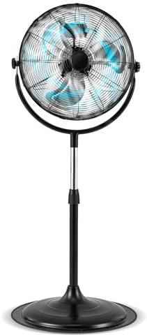 COSTWAY 18”/20 High Velocity Pedestal Fan, Height & 360° Tilt Adjustable Standing Floor Fan with 3 Speeds & Aluminum Blades, Electric Cooling Fan for Home Commercial Garage (18”)