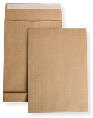 50 St. B4 Faltenversandtaschen Fadenverstärkt Reißfest braun Stehboden und 40 mm Falte 130 gr. Kuvert 250x353x40 mm Haftklebend Briefumschläge HK Briefhüllen