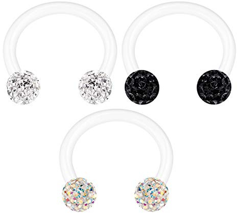 KJM FASHION Flexible Acryl Circular Barbell 1,2mm 16g 3 Stück, Acryl