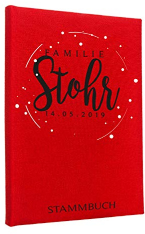 Hochzeitideal Stammbuch der Familie, Familienstammbuch aus Buchbinderleinen, Nr. 182 inkl. Personalisierung (Rot)
