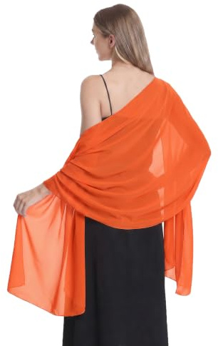 Hotshawl Chiffon Schals und Wraps für Abendkleider Frauen Elegant Weich Schal Braut Schal Hochzeit Stola, Orange Rot (Chiffon), Einheitsgröße