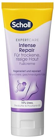 Scholl Expertcare Crème régénérante intensive pour les pieds avec 10% d'urée – Pour peaux très sèches et gercées – Avec urée et provitamine B5 – Tolérance cutanée testée dermatologiquement – 75 ml