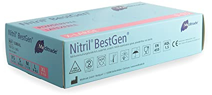 Meditrade® Nitril® BestGen® Nitrilhandschuhe in blau, Einweghandschuhe für den Medizinbereich oder Lebensmittel, Untersuchungshandschuhe, Einmalhandschuhe, latexfrei, DIN EN 455, 100 Stück, Größe XL