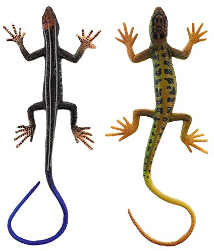 STOBOK Lagartijas falsas realistas modelo artificial reptil plástico lagarto juguete para figura de acción truco de juguete educativo 2 piezas