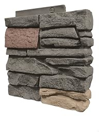 GenStone Faux Stacked Stone Right Corner Panel 12.5 x 11.25 in Stratford Color for Do It Yourself Friendly Home Improvement Projects