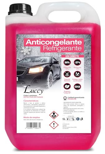 MUNTRADE Anticongelante Coche Orgánico G12, Rosa, 5 litros PROTECCIÓN -37º
