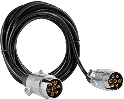 SPARKMOTO Cable de conexión extensión de Remolque 7pines con Enchufe de Remolque 7 Pines Metal,Cable de extensión 7 Polos de 6 m para Remolque,Caravana,Enchufe de 7 Pines Aluminio con Cable Remolque