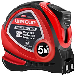 WISEUP Metro a nastro, Metrica e inglese flessometro 5 metri,metro autobloccante, anti flessione, guscio ABS, morsetto della cinghia, metro a nastro professionale applicabile agli ingegneri