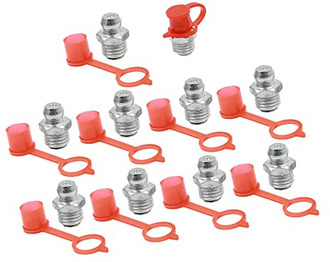 A ABSOPRO M8 Dritto Grasso Raccordi Nipplo per Ingrassatore con Polvere Cappuccio per Auto (Set di 10)