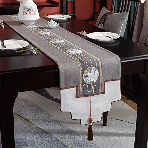 Banemi Tischläufer Grau, Oster Tischläufer Polyester Fluss Berglandschaft für die Esszimmerparty 240X33cm