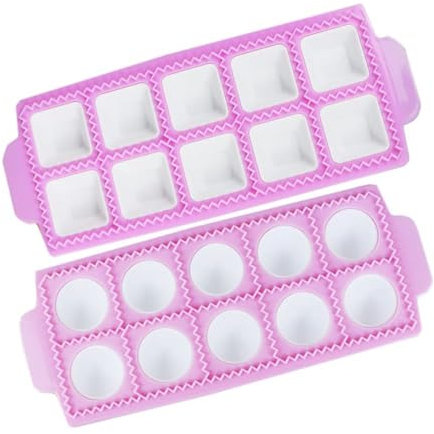 Kovcfon 2 PCS Mould for Round Ravioli Square Italian Ravioli Trays Mold Ravioli Stamp Maker Cutter Set for Ravioli Pasta Dumpling