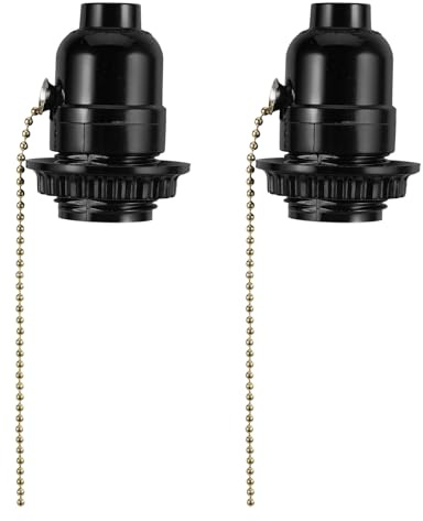 Housoutil E27 Lampenfassung Mit Zugschalter Lampensockel Adapter Mit Gewinde Für Lampenschirm Zum Ersetzen Beschädigter Fassungen Für Tisch- Und Stehleuchten 2 Stück