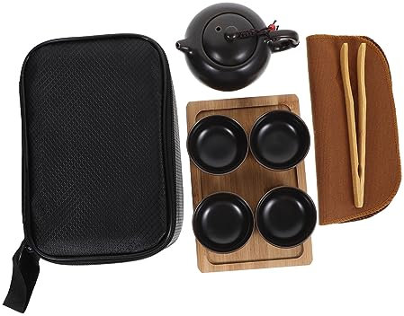 Taza de té 1 Juego de tazas de tetera, kit de servicio de té de viaje de madera, kit de preparación de té chino, tetera de cerámica for el hogar, kit de té de viaje, bandeja de té de cerámica, juego d