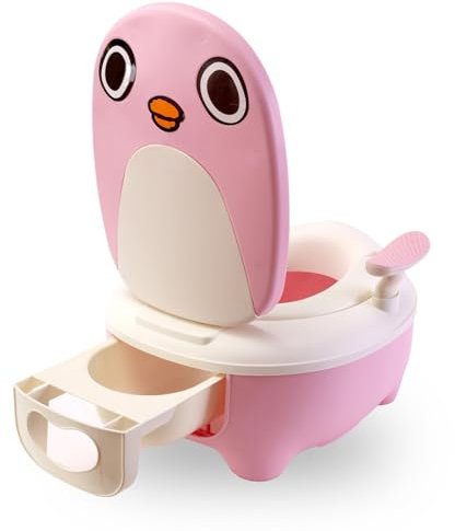 wuuhoo® Kinder Töpfchen Pingu - Kinderklo mit herausnehmbarer Schublade, Babytöpfchen, Toilettentrainer für Babys und Kleinkinder ab 2 Jahren rosa