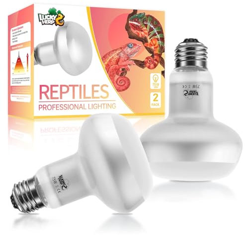 LUCKY HERP Reptilien Wärmelampe Terrarium, UVA Lampe Schildkröte 75W 2 Pack, Heizlampe Terrarium Lampe für Schildkröten, Hühner, Hunde, Bartagamen und andere Reptilien und Amphibien