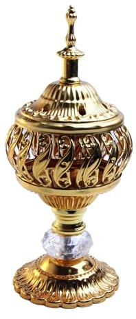 Quemador de incienso vintage de metal, incensario griego cristiano, candelabro decorativo de hierro dorado para iglesia, hogar, escritorio, incensario retro