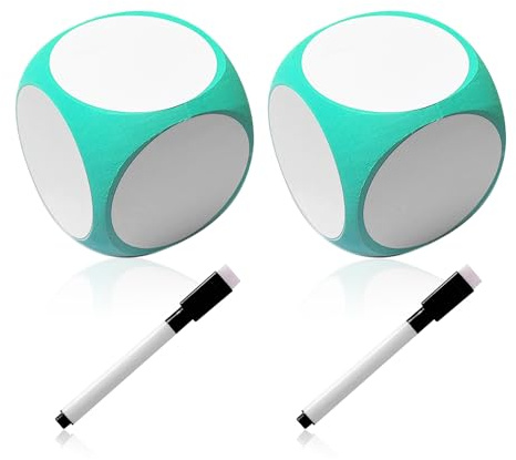 NyxSeat 2 dadi per esercizi di fitness con 2 pennarelli per lavagna, dadi divertenti fai da te, accessori portatili, adatti per giochi e festa, palestre, matrimoni