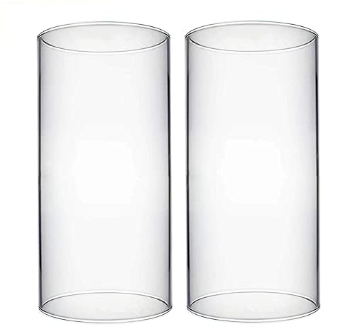 2 Stück Glaszylinder Ohne Boden für Kerzen Glas Kerzenhalter Teelichtgläser Ersatz Zylinder Kerzenständer Ohne Boden Glaszylinder Windlichtgläser Transparenter Kerzenhalter 9,5 x 20,3 cm