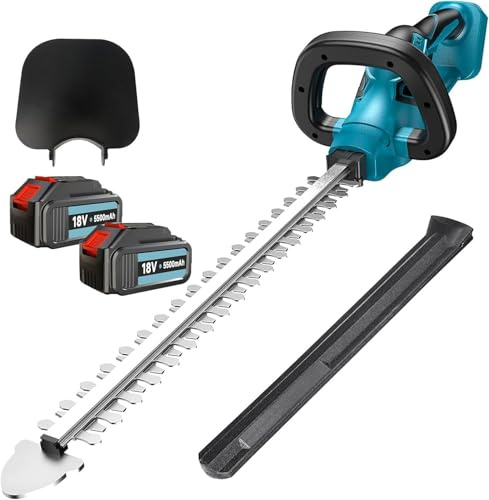 Akku Heckenschere, Ersatz für Makita 18V DUH502Z, kompatibel mit Makita BL1830B, mit 2x5500mAh Akku und Ladegerät, Bürstenlos Strauchschere Handheckenschere, für Trimmen im Park Garten