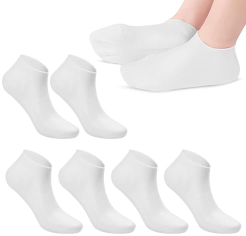Drei Doppel Hornhaut Socken, Anti Hornhaut Socken, SneakerSocken Mit Silikon Ferse Zur Behandlung von Trockenen und Harten Rissen an Knöcheln und Fersen, Hornhautentferner Socken（Weiß）