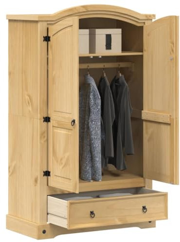 Sufrk Kleiderschrank Vorratsschrank Mehrzweckschrank Schrank Kleiderschrank Corona 101x52x170 cm Massivholz Kiefer