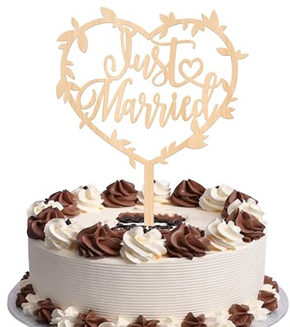 SYKYCTCY 1 Pack Mr&Mrs Cake Toppers Wooden Bridal Shower Cake Picks for Wedding Engagement Bridal Shower Anniversary Party Cake Decorations Supplies