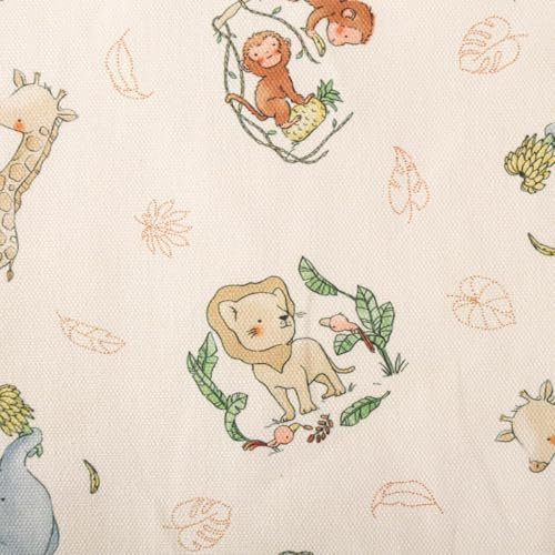 SCHÖNER LEBEN. Baumwollstoff Dekostoff Digital Dschungeltiere beige bunt 1,40m breit