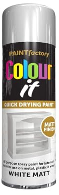 PNJB White Matt Spray Paint, Aerosol Paint, Quick Drying, Ideal For Metal, Plastic, Wood, Interior & Exterior Use, Versatile,Excellent Coverage,250ml, (1PCS)