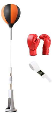 Harilla Ballon de réaction de Boxe, Ballon de Vitesse de Boxe, Base à Ventouse réglable en Hauteur avec Support, Sac de Frappe de Boxe pour Fitness MMA