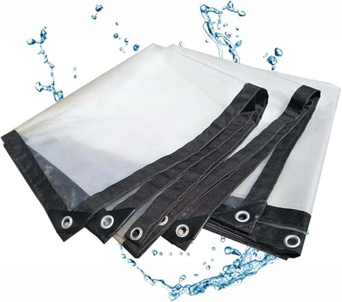 Clear Waterproof Tarps 2.5x15m, Heavy Duty Outdoor Tarp Garden Rainproof Covering, Clear PE Tarp with Grommets, Transparent Waterproof Tarpaulin for Covering Plant Camping
