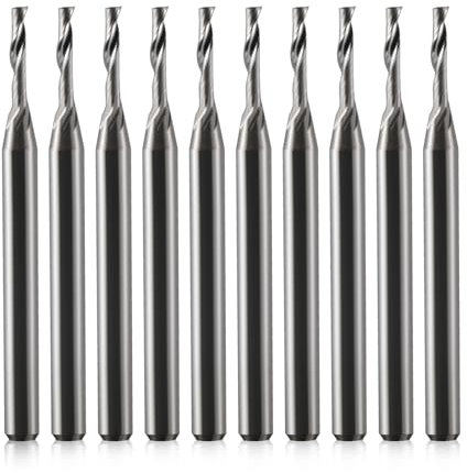 EU_HOZLY - Fresa de 3,175 mm, vástago único, ranura CNC, para mango de aluminio de 3,175 mm, longitud de corte de 8 mm, longitud total de 38 mm, fresadora CNC de aluminio, fresadora CNC, 10 unidades