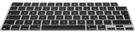 kwmobile Silikon Tastaturschutz für Apple MacBook Air 13.6 M3 2024 A3113 - QWERTZ Keyboard Cover Abdeckung - Schwarz
