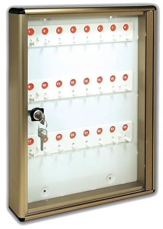 La zappa Bacheca porta chiavi in alluminio anodizzato e con sportello in plexiglass, da 24 posti colore bronzo