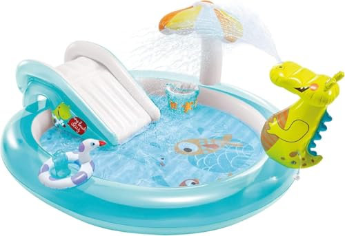 TUOYDJA Planschbecken für Kinder,Planschbecken Aufblasbares Kinderplanschbecken mit Wasserspiel und Rutsche, Kinderspielzentrum