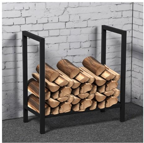 Portalegna da ardere, robusto supporto per legna in ferro battuto, per interni ed esterni, per camino, giardino, terrazza, soluzione per riporre la legna