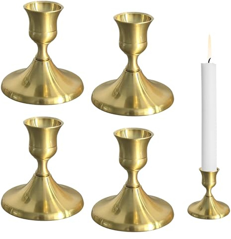 Juego de 4 candelabros, candelabros de cono para candelabros de metal, decoración vintage, decoración de mesa vintage para bodas, Navidad, salón, ceremonias de boda
