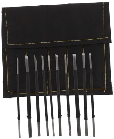 EPIGEIST Set da 10 Utensili Manuali per Intaglio in Pietra in Acciaio ad Alto Tenore di Carbonio Custodia, Strumenti da Incisione per Principianti e Professionisti, Adatti per Scultura