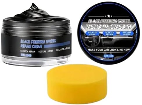 Kunststoffpflege Auto Für Lenkrad,Autoinnenraum,Kunststoff,100g Autopolitur Kratzer Entfernen Reparaturwachs,Schwarz Autopflege Paste Mit Schwämmchen,Kratzerentferner Autolack